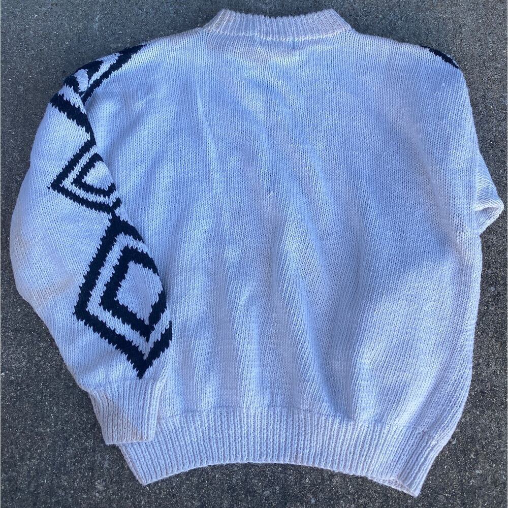 Vtg Jt Beckett women XL White Knitted by hand pullover sweater diamond pattern - Picture 4 of 4